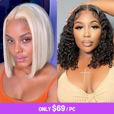 Megalook $69 Final Deal Price 13x4 Lace Frontal /5x5 Lace Closure Straight/Deep Wave Wig