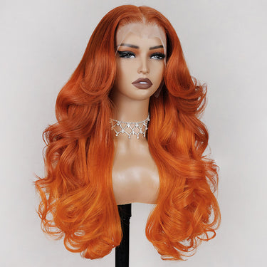 Megalook Orange Ombre Hair 13x4 Lace Front Wigs Dark Orange to Bright Orange Color Body Wave Frontal Wigs