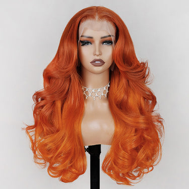 Megalook Orange Ombre Hair 13x4 Lace Front Wigs Dark Orange to Bright Orange Color Body Wave Frontal Wigs