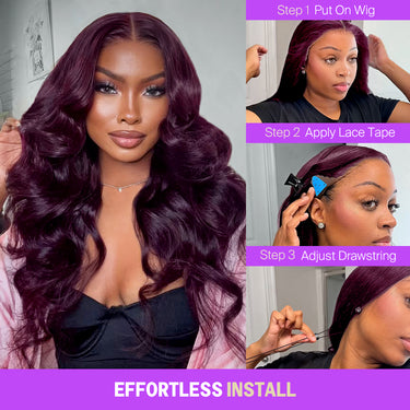 Plum 13x6 Three Go Wig Effortless Install