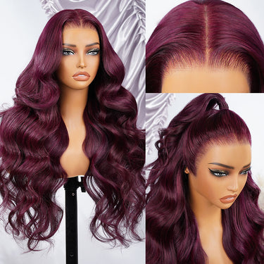 Megalook Plum Upgrade 13x6 ProAngle™ Ear-to-Ear Lace Frontal Wigs Pre-Cut Sideburns Reveal Ears