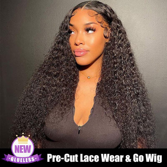 Pre Cut Lace | Kinky Curly HD Lace Closure Wig With Pre-plucked Edges 6X5 HD Lace Closure Wig Easy Wear And Go