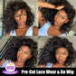 Upgrade Pre Cut Bouncy Water Wave Bob 6X5/13x4 HD Lace Glueless Wear Go Closure Wig With Pre-plucked Edges