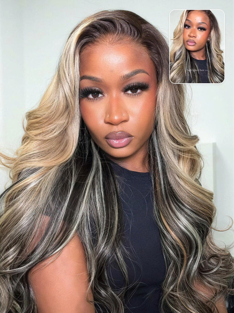 Ombre Platinum Blonde Balayage Highlights 13x6 Three-Go™ Glueless Wigs &autoplay