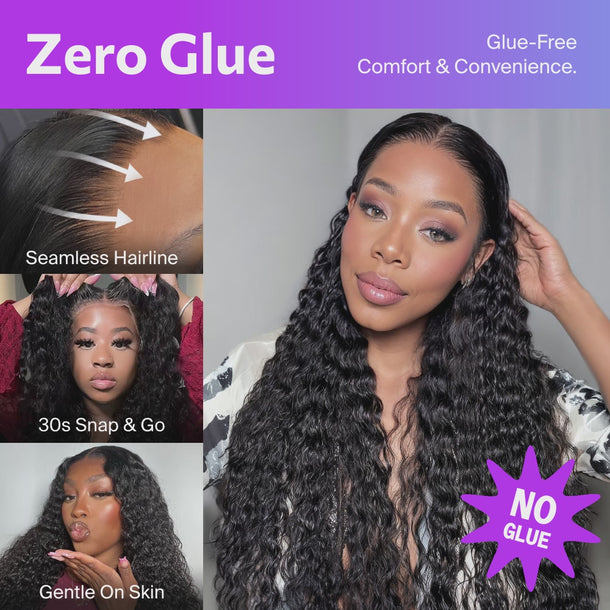 Water Wave Zero Wear Truly Snap & Go HD Lace Wig Zero Glue &autoplay