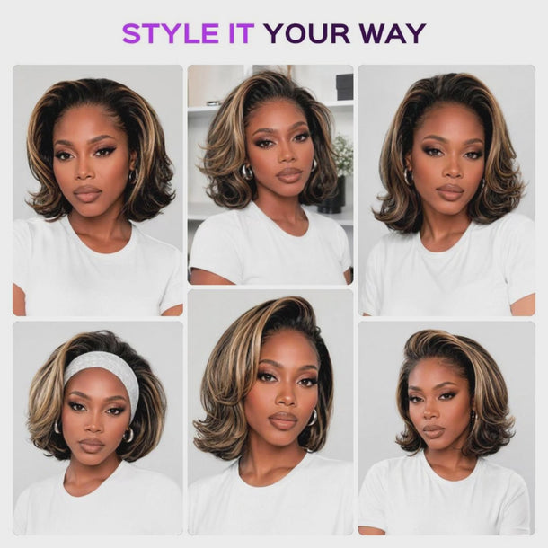 13x6 Three-Go™ Ombre Platinum Blonde Balayage Highlights Glueless Bob Wig Endless Styles Video