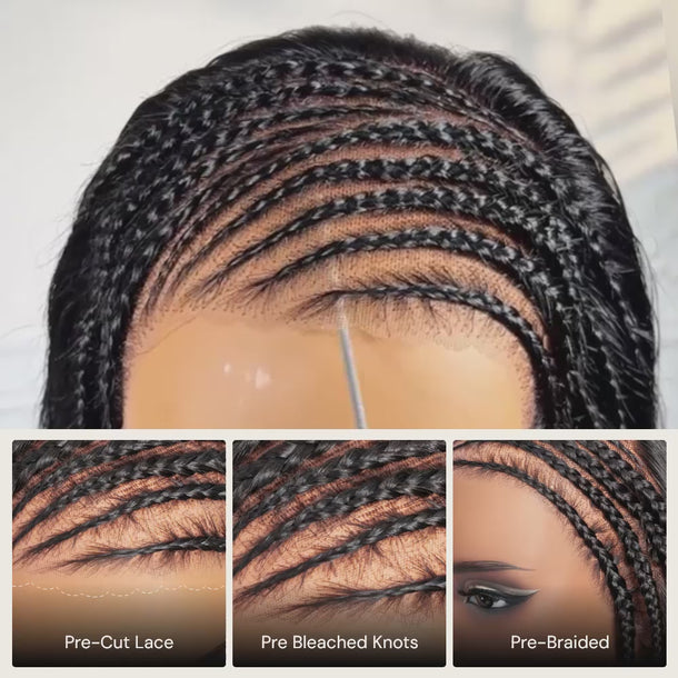 Fulani Braids Straight 13x5 Glueless Bob Wig Pre-Everything &autoplay