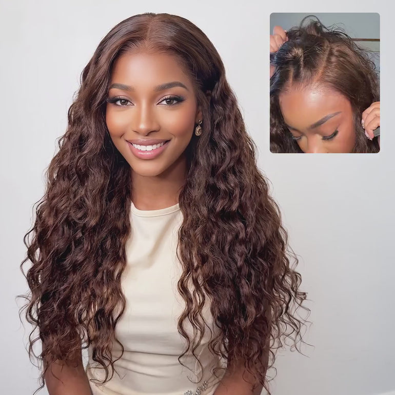 4 Dark Brown Bohemian Curly 13x6 Three Go Glueless Wig Details &autoplay