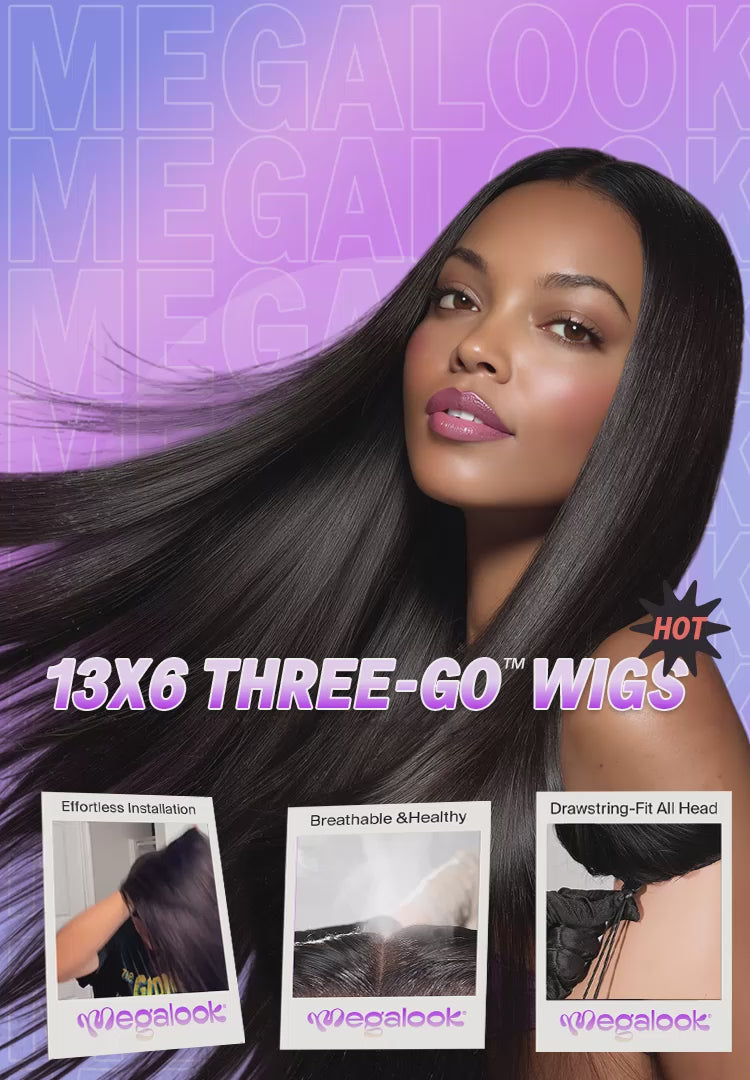 Megalook Banner Of 13x6 Three Go Wig m