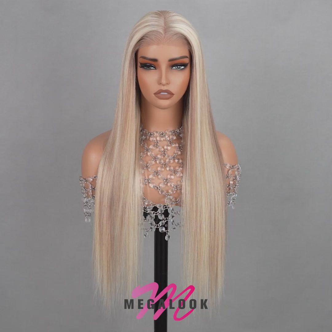 Megalook New Arrival Barbie Blonde Wig With Brown Highlights P10