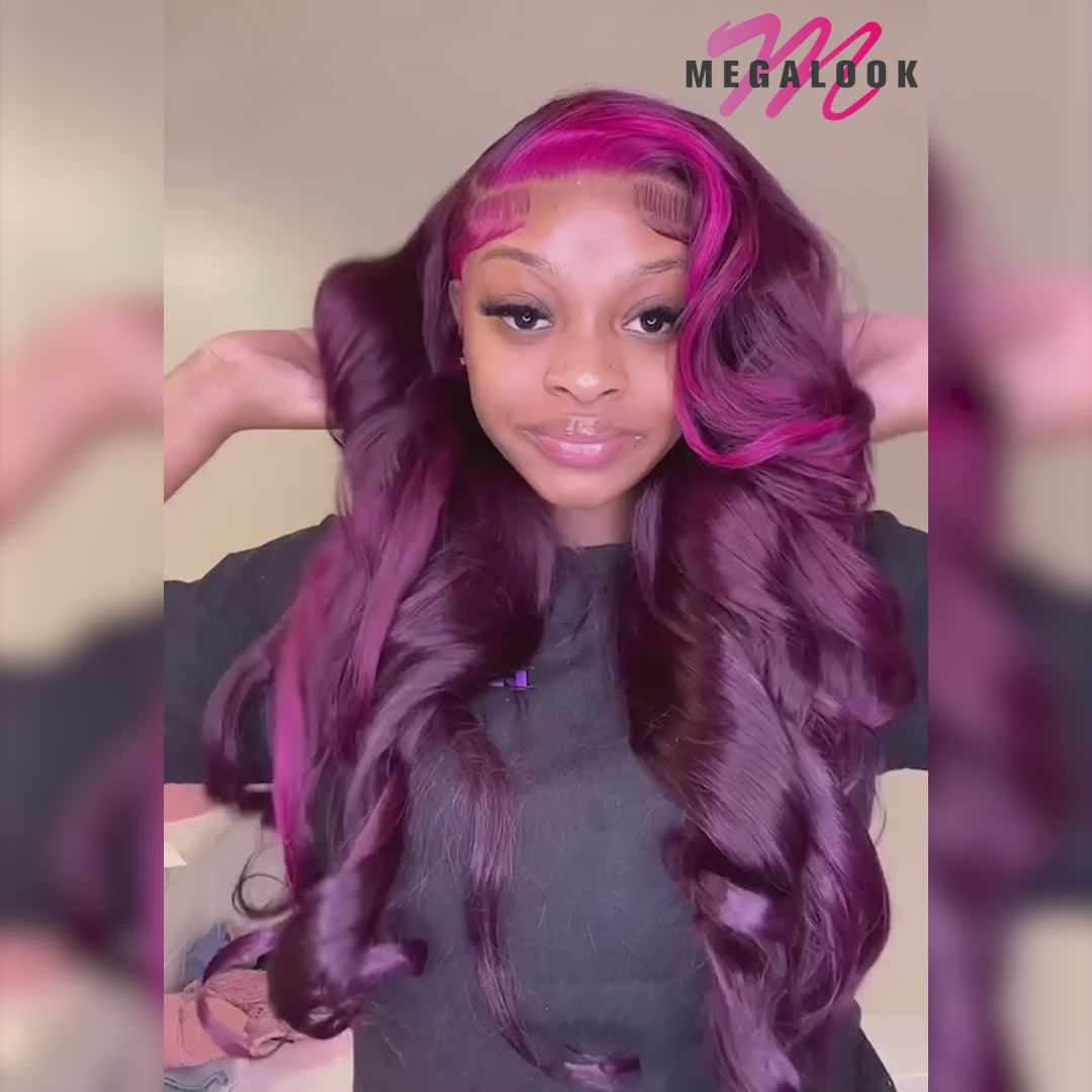 13x4 13x6 Lace Front Side Part Highlight Money Piece Pink Purple