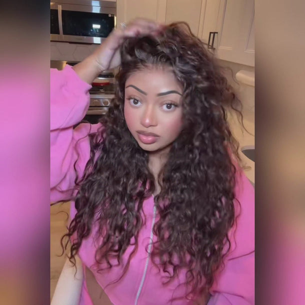 Dark Brown Bohemian Curly Glueless Wig Show Video