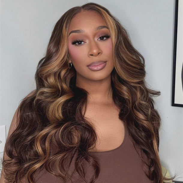 Skunk Stripe On Brown 13x6 Glueless Wigs Video