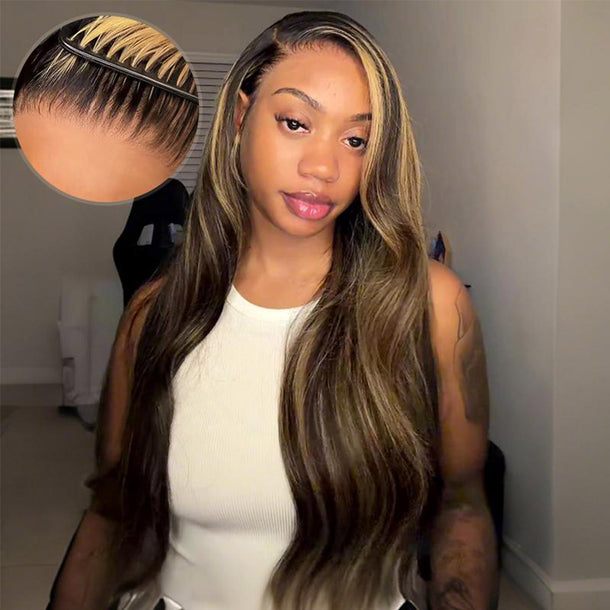 Balayage Highlight Body Wave 13X6 GLUELESS Wig Video