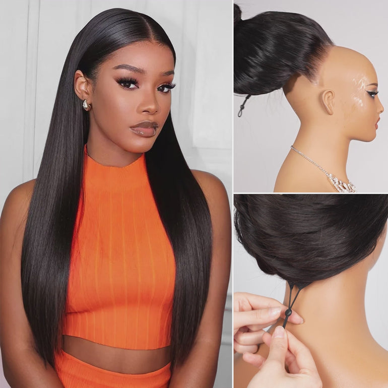straight 13x6 three go wig with drawstring &autoplay