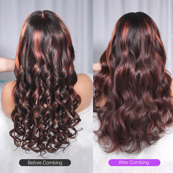 Dark Auburn Brown With Ginger Highlights Body Wave Wig Video Show