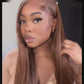 Megalook Bogo Free 4x4 Lace Straight Wig Highlight in Chocolate Brown 