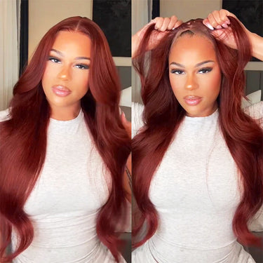 Megalook Reddish Brown Upgrade 13x6 ProAngle™ Wig With 6Inch Deep Parting Pre-Cut Ear-to-Ear Lace Frontal Wig