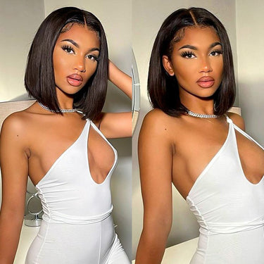 6 inch Deep Part Hairline Gulueless Wear Go Wig LACE BOB WIG SILKY STRAIGHT 150% Density Can Part Anyway