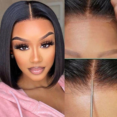 {Super Sale} Upgrade Pre Cut Straight Bob 6X5/13x4 HD Lace Glueless Wear Go Closure Wig With Pre-plucked Edges