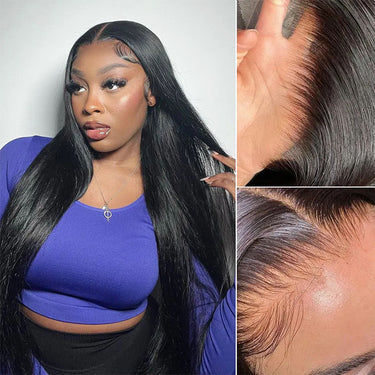 Megalook Undetectable Transparent 13x4 Lace Frontal Wig Brazilian Straight Human HD Lace Wig For Black Women