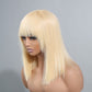 (Super Deal)Easy Wear &Go 3x2 Closure Wigs Straight Bob With Bangs Undetectable Transparent Lace Wig