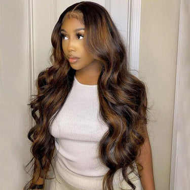 $100 OFF Code: MS100 | Classic Style Body Wave Honey Blonde/P1B30 Highlights Transparent Lace 13x4 Lace Human Hair Wigs Free Part Wig