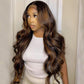Megalook Bogo Free 30 inch 6x5 Transparent Lace Balayage Straight Hair Body Wave Wig