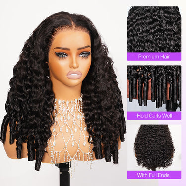 Water Wave 13x6 Glueless Wig With Finger Coil Ends Details
