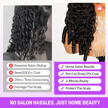 Water Wave 13x6 Glueless Wig With Finger Coil Ends No Salon Hassles