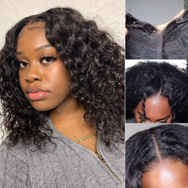 Megalook Bogo Free Thin V Part Wig Bob Human Hair Wigs Without Leave Out