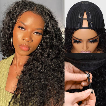 Megalook Glueless V Part 0 Skill Needed Drawstring Wig Water Wave Upgrade U part Wig Without Leave out