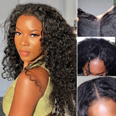 Megalook Glueless V Part 0 Skill Needed Drawstring Wig Water Wave Upgrade U part Wig Without Leave out