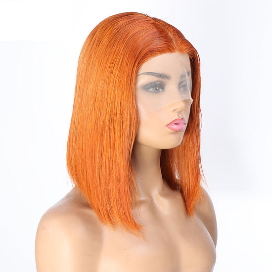 Ginger Color 13x5x2 T PART LACE BOB WIG SILKY STRAIGHT 180% Density