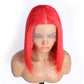 13x5x2 T PART LACE BOB WIG SILKY STRAIGHT Red Human Hair Wigs 180% Density