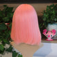 Megalook 8-14 inch Short Cut T Part Lace Front Wig Pink Color 180% Density