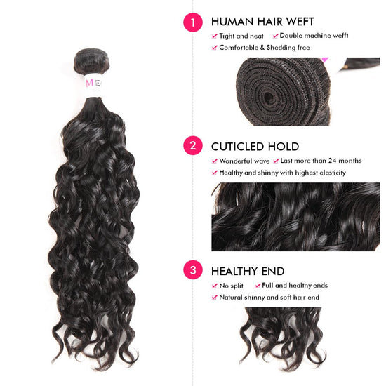 Long 40 inch Water Wave Hair Bundles 1Pcs Unprocessed Virgin Human Hair Weaves Single Bundles Deal
