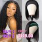 Buy One 180% Density Transparent Lace Closure Curly Wigs Get One Free Straight Headband Bob