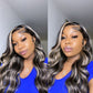 Megalook Highlight Balayage Wig 360 Lace Frontal Wig Brazilian Straight/Body Wave Virgin Hair 180% Density