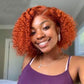 210% Density Thick Short Cut Bob Ginger Orange Color Wig 13x4 Lace Front Deep Curly Human Hair Wig