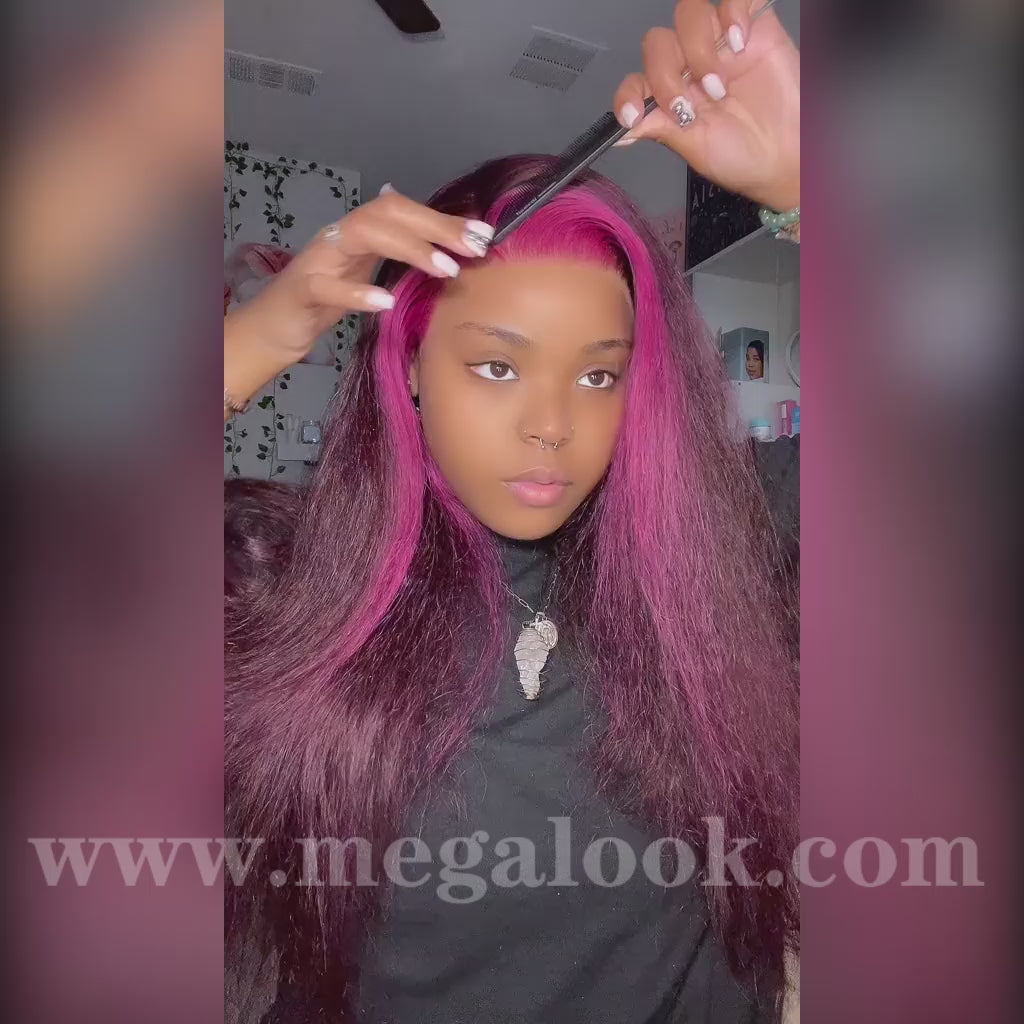 13x4 13x6 Lace Front Side Part Highlight Money Piece Pink Purple