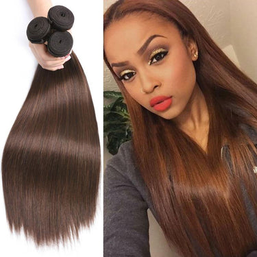 Color #4 Chestnut Brown Body Wave/Straight 3 Bundles 100% Virgin Human Hair Extension