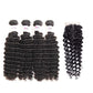 Megalook Deep Wave Hair 4 Bundles With 4x4 Transparent Lace Closure 12A Virgin Brazilian Hair