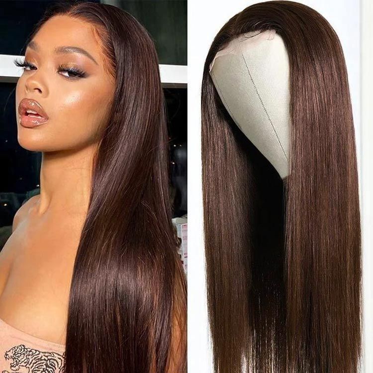 Megalook 13x4 HD Chocolate Lace Front Wigs Transparent Lace 4