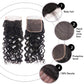 Megalook 12A Virgin Brazilian Hair Water Wave Hair 4 Bundles with 4x4 Transparent Lace Closure