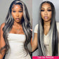 Megalook Platinum Blonde Highlights Straight Human Hair Wigs Long 32inch 13x4 Body Wave /Straight Lace Front Wig Black Wig with 