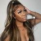 Megalook Highlight Balayage Wig 360 Lace Frontal Wig Brazilian Straight/Body Wave Virgin Hair 180% Density