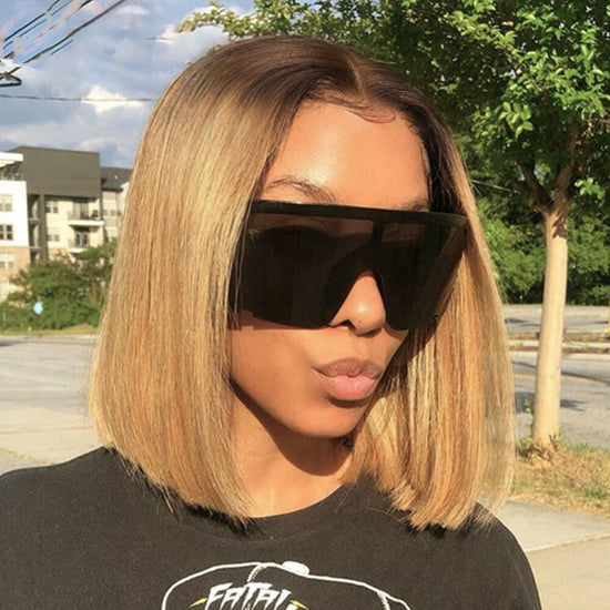 4x4 Bob Wig 1B/27 1b/99J Ombre Colored Blonde Brazilian Straight Human Hair Wig Pre Plucked Short Remy Wig for Black Women