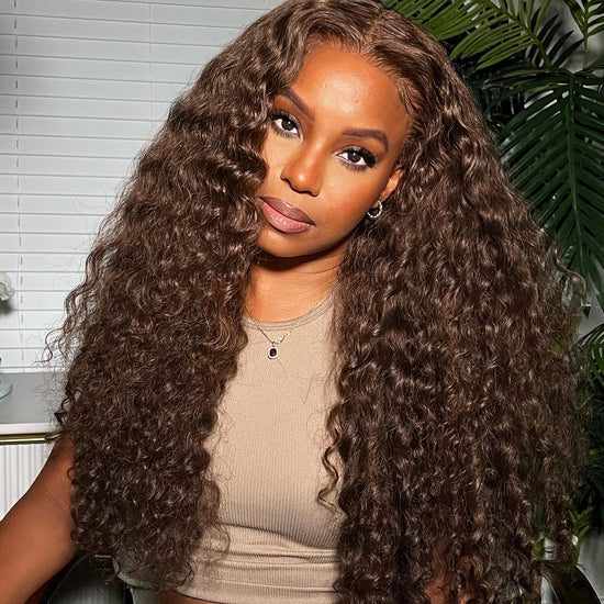 Youtuber Same Chocolate Color 13x4 Transparent Lace Frontal Wig Dark Brown 