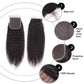 Megalook Yaki Straight Virgin Brazilian Hair Unprocessed 4 Bundles Human Hair With 4x4 Transparent Lace Closure